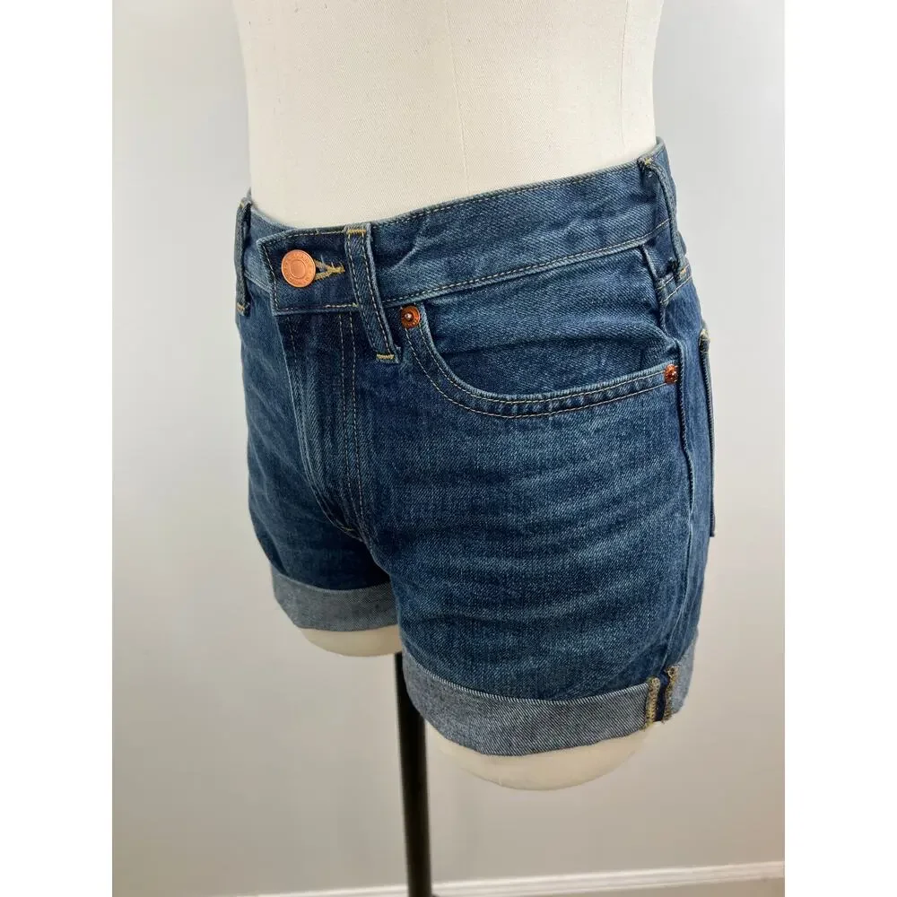 Everlane Blue Organic Cotton Rolled Cuff The Denim Short Size 25